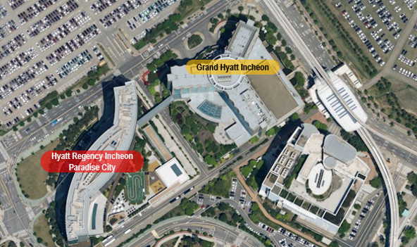 Location map of Hyatt Regency Incheon Paradise City and Grand Hyatt Incheon